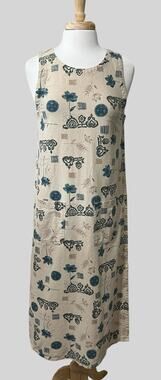 Vintage Erika & Co Dress Women’s SP Linen Cotton Blend Midi Floral Boho Cottage